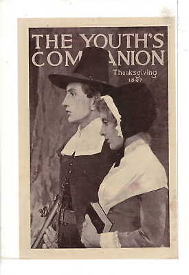Nov 1897 Youth's Companion Pilgrim Couple Bible Rifle Taylor Ad Print D584
