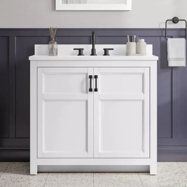 Lowry 37-in White Single Sink Bathroom Vanity with White Acrylic Top