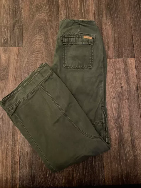 Vintage Tommy Hilfiger Cargo Pants Wide Leg Flare Low Rise Women’s Size 1 Green