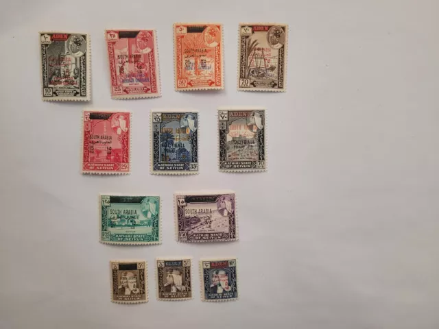 12 stamps from ADEN with SAUDI ARABIA overprint.