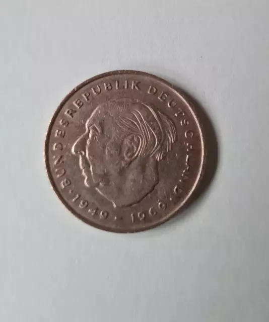 BRD 1974 J, 2 DM Kupfer-Nickel-Münze "Theodor Heuss"