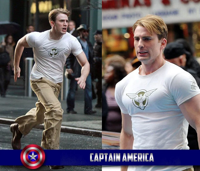 Captain America SSR Shield Cotton Tee Cosplay T-shirt S-2XL