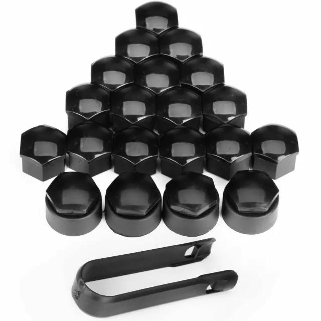 20x 17MM Genuine AUDI Alloy Wheel Bolt Nut Caps Covers w/ Removal Tool Black UK