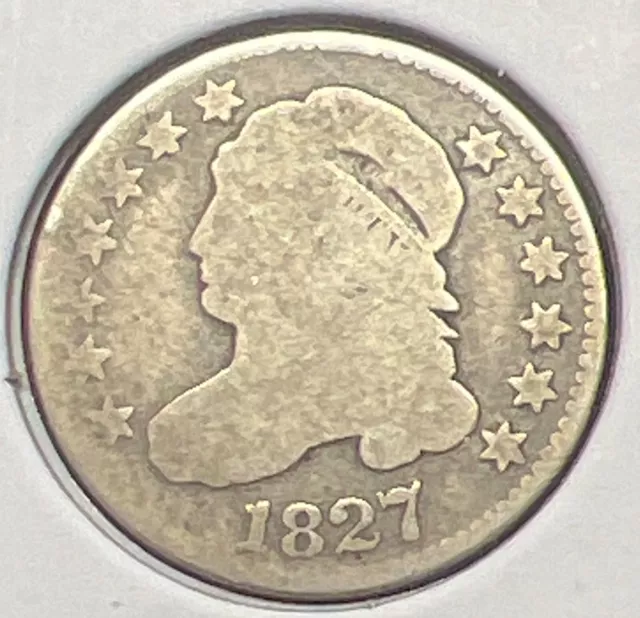 1827 Capped Bust Silver Dime G/Ag Actual Coin  #C13482