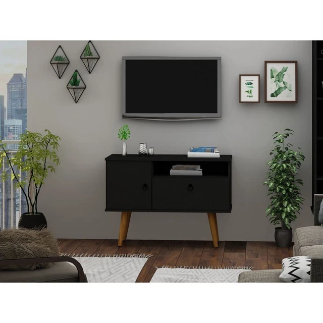 Manhattan Comfort Tribeca 35.43 Mid-Century Modern TV Stand with Solid Wood Legs