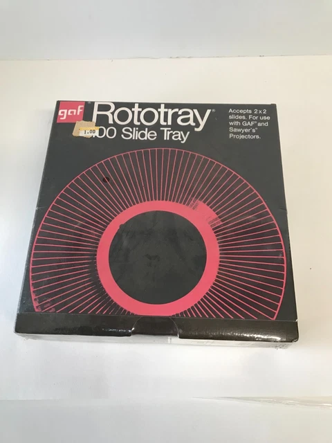 Proyector de bandeja de extensión GAF Rototray 100 - 2 x 2 diapositivas de Sawyer ¡NUEVO sellado!