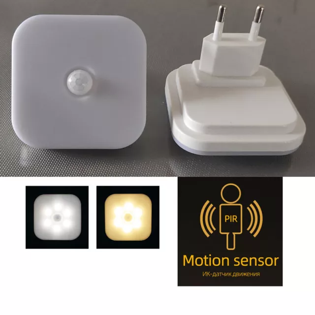 Night Light With EU Plug Smart Motion Sensor LED Wall Plug Lamp Bedside Lamp'm'