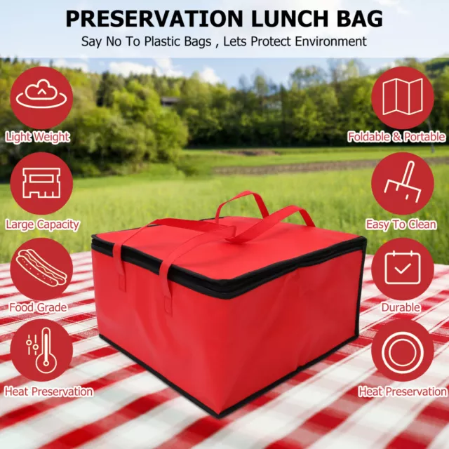 14in Insulated Food Delivery Bag Pizza Takeaway Thermal Bag Waterproof Reusable