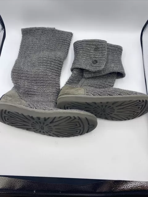 UGG CLASSIC CARDY Gray Wool Knit 3 Button Winter Boots 5819 Women's ...