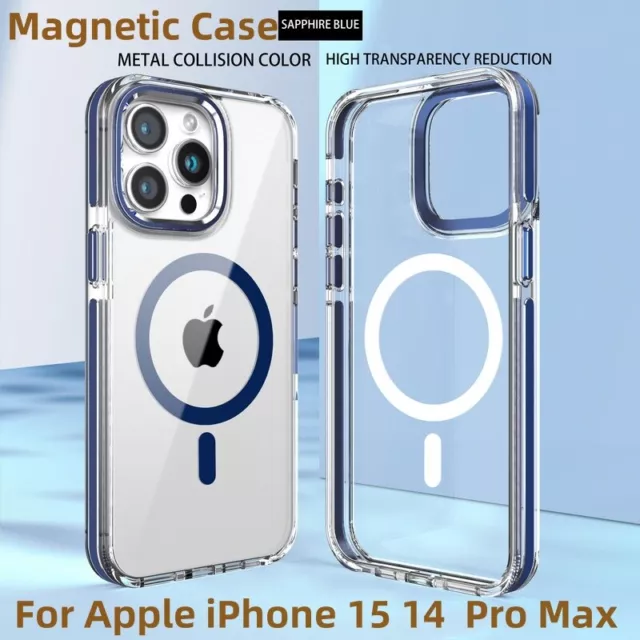 Magnetic Clear Phone Case Shockproof  Cover For Apple iPhone 15 14 13 12 Pro Max