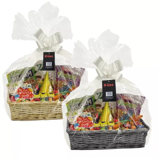 Large Make Your Own Hamper Wicker Basket Wood Shred Bow Xmas Gift Set Kit