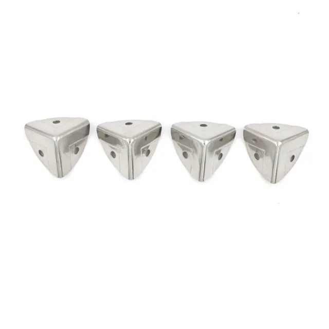 4pcs Silver Metal Corner Brackets Angle Brace Protector Trunk Box Case Ches.cd