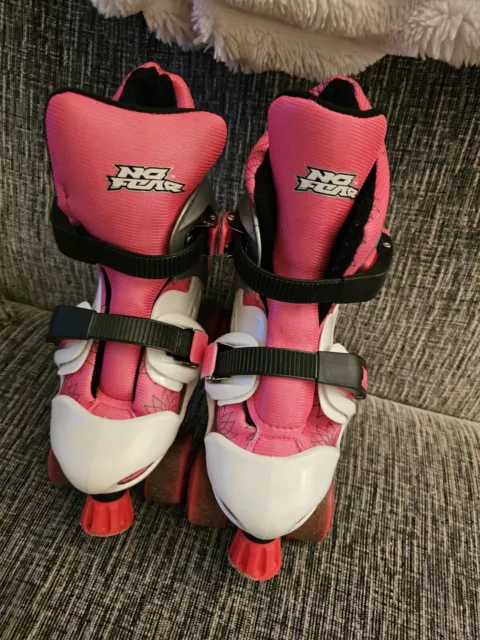 No Fear Girls Skates Kids Quad Roller Skates White And Pink UK Size 1-4