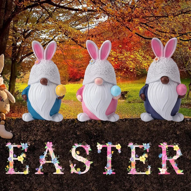 Easter Gnome Ornament Colorful Spring Decorations Bunny Elf Figurines Cute
