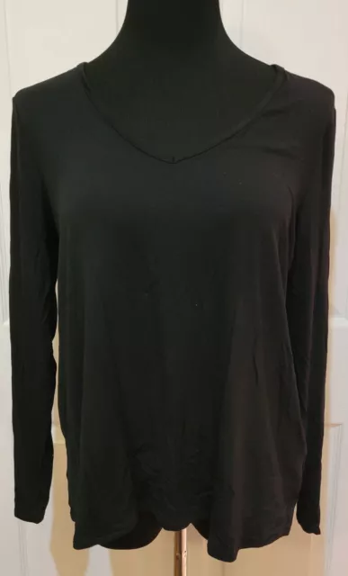 Old Navy Women's Luxe V-Neck Long-Sleeve T-Shirt Size M Medium Solid Black NWT