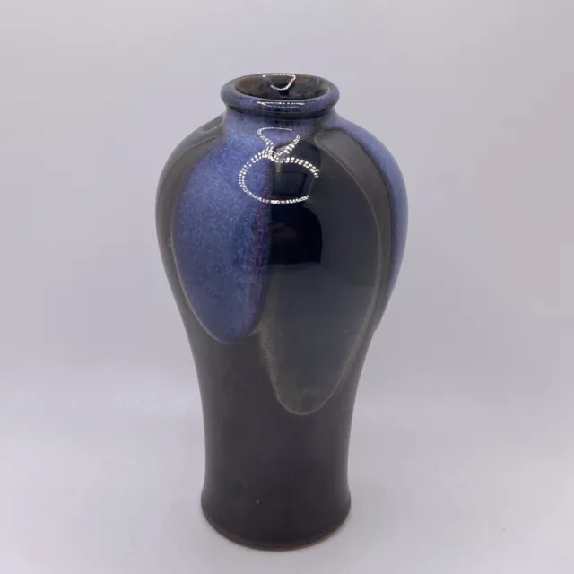 MidCentury Modern Laslo for Mikasa Japan Black/Blue/Purple Drip Glaze Bud Vase
