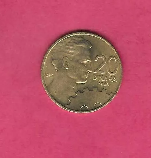 Yugoslavia Km40 1953 Old Vintage Uncirculated-Bu Mint-Unc 20 Dinara  Coin