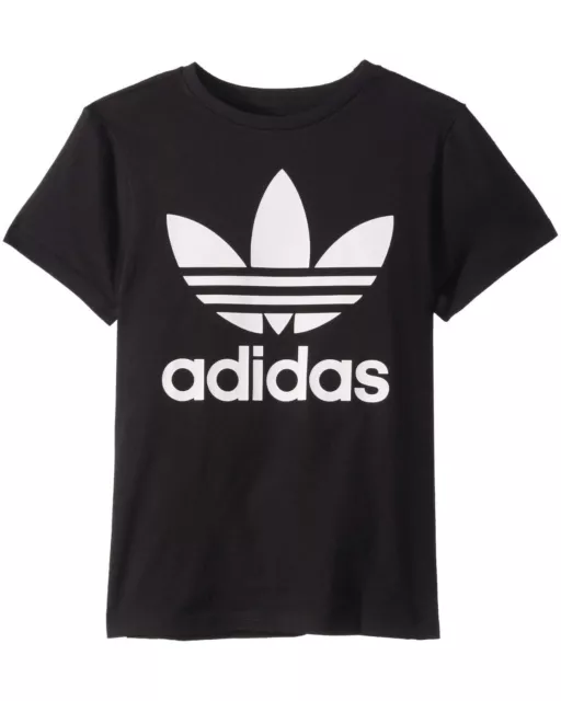 Adidas Originals Kids Trefoil Tee XL Black Girls Graphic T-shirt Short Sleeves