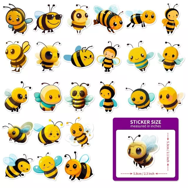 50PCS Animals Little Bee Stickers Little Bee PVC Sticker  School Supplies