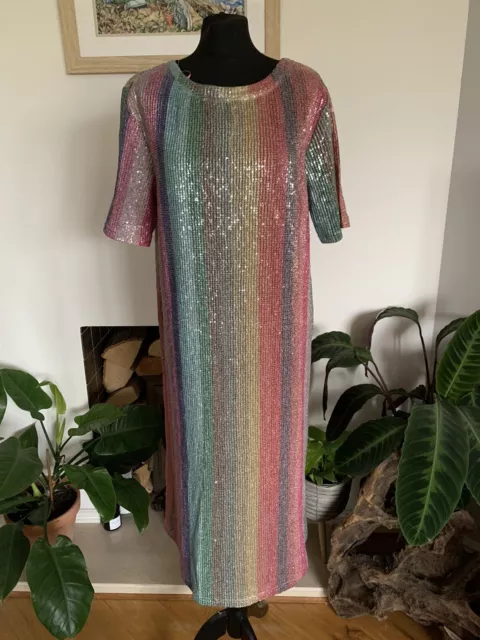 Zara sequin rainbow dress cheap