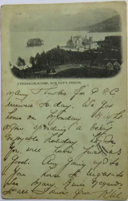 Old Postcard of Stronachlachar, Rob Roy's Prison, 1902