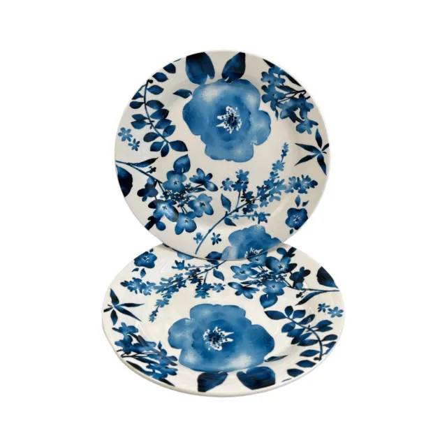 Pier 1 Imports Azure Floral Luncheon Plate 9" Blue & White Set of 2