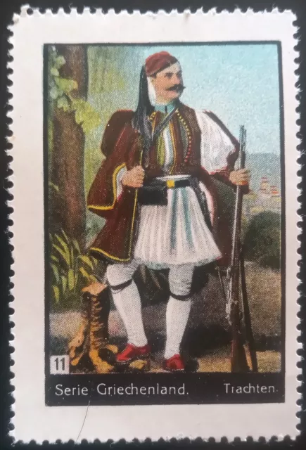 1900's GREECE GREEK EVZONE SOLDIER'S UNIFORM POSTER STAMP