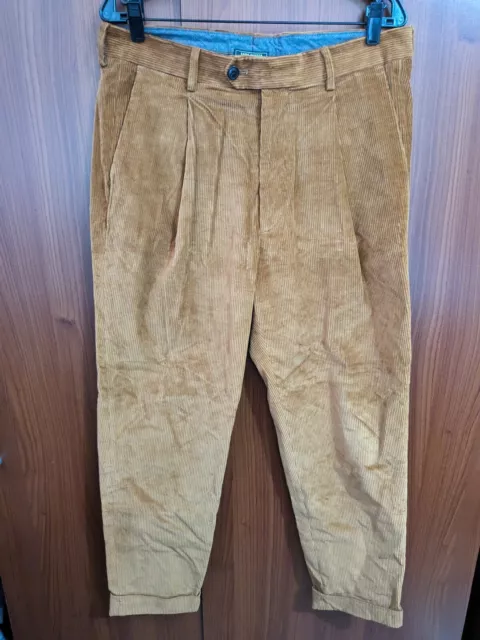 Mens Todd Snyder Pleated Corduroy Pants Size 32 Light Brown Made in Portugal