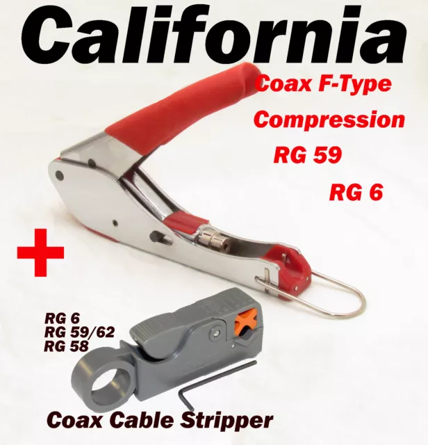 Connecteur à sertissage coaxial par compression RG59 RG6 type F + décapant de câble coaxial RG58