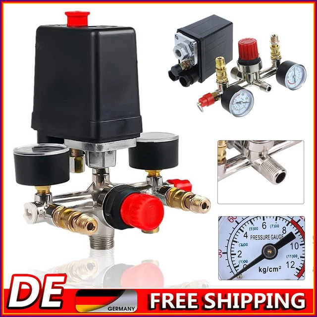 Interruttore Pressione Compressore Pressostato Compressore Aria FB-30 - Interruttore Pressione 0.5-1.2 MPa (72.5-175 PSI) - 220V G1/4 - Per Compressori Industriali Valvola G1/4