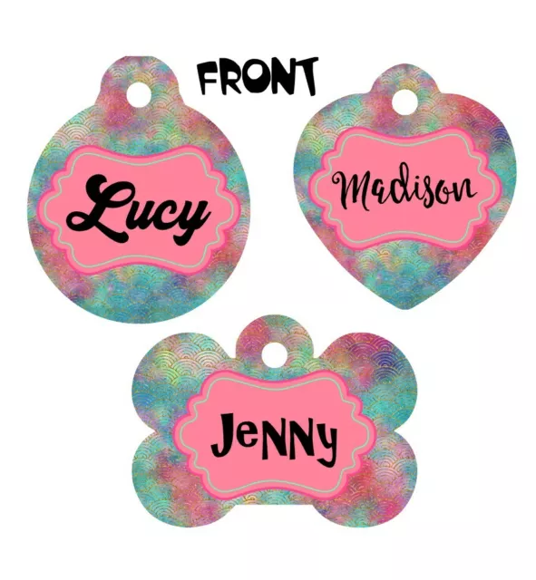 Pet ID Tag Gold Foil Personalized Custom Double Sided Pet Tag w/name & number