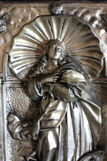 Placa de Virgen Inmaculada Concepción, Placa Metal con Marco