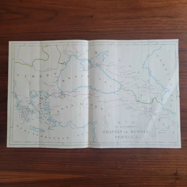 Original 1831 Map Thomas Alcock. Travels in Russia Persia Turkey Greece