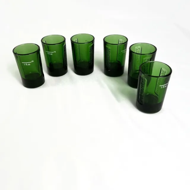 New! Set of 6 JAGERMEISTER GREEN Glass Shot Glasses EMBOSSED LOGO Brand Jager