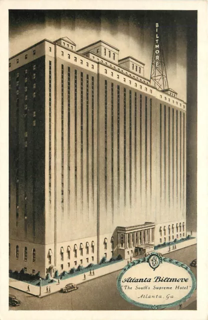 Art Deco Advertising Postcard; Atlanta Biltmore, The South's Supreme Hotel