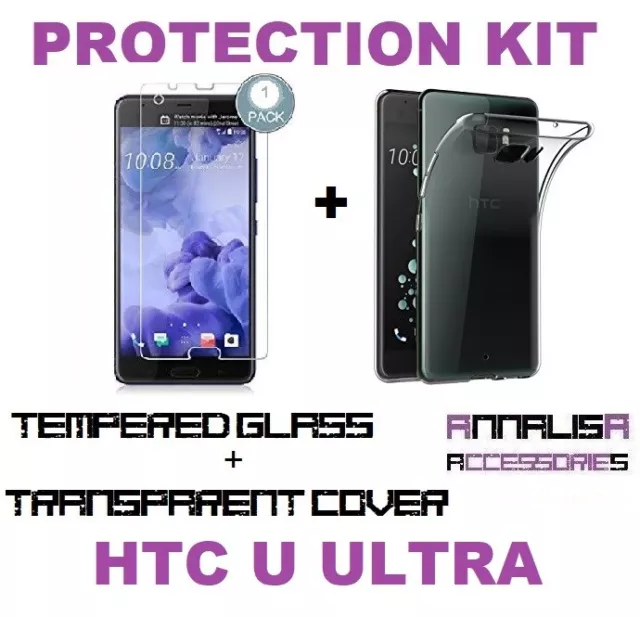 Kit Cover + Pellicola Vetro Temperato Htc U Ultra Custodia Case + Tempered Glass