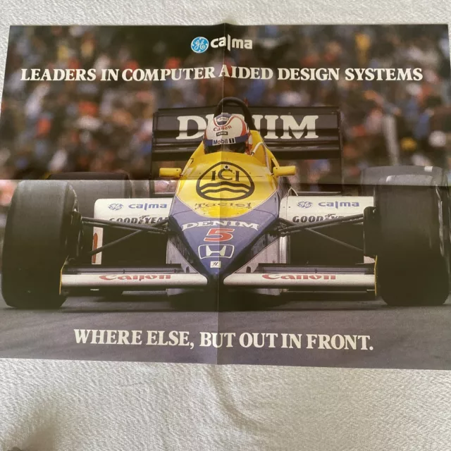 Poster Calma Williams FW10 Nigel Mansell Nelson Piquet 1985 Size 58 X 43 CM