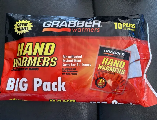 Grabber Warmers Hand Warmers Big Pack 10 Pairs Instant Heat Up to 10 Hours 12/22