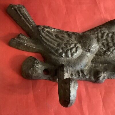 Antique Cast Iron Wall Hooks Two Brown Birds Coat Hat Towel Hangings Vintage B1 3