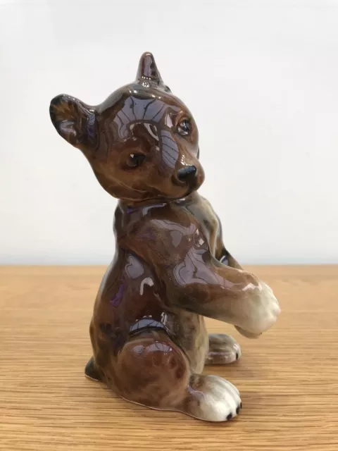 Vintage Mid-Century West German Brown Ceramic Bear Cub Figurine 2