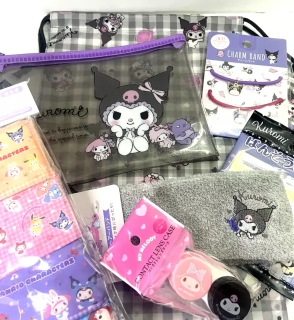 Sanrio Kuromi 7 sets drawstring bag hair band pouch contact case etc