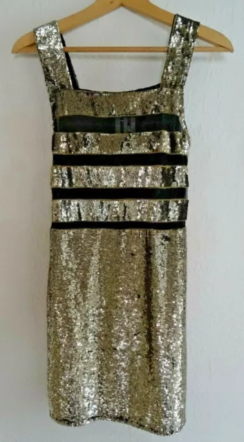 Topshop Stunning Ladies Gold & Black Cocktail Dress Size Uk 6 - Rrp £175 - Bnwt