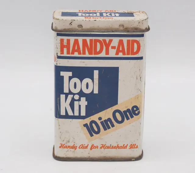 Handy Aid Tool Kit Empty Tin Can Advertising Design