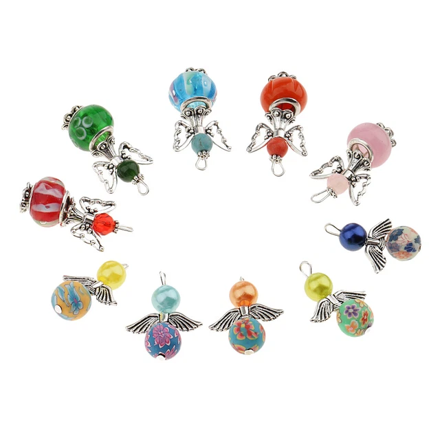 20 Stück Mixed Acryl Perle Clay Polymer Engel Flügel Anhänger Charms 3