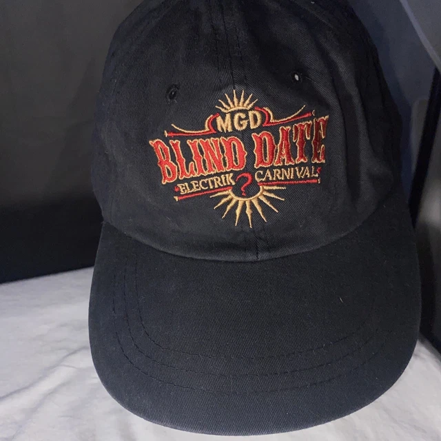 Vintage MGD Miller Genuine Draft Blind Date Electric Carnival Baseball Hat Black