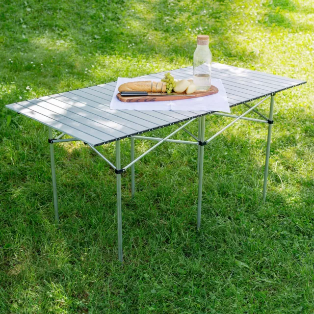 Table de camping de jardin pliable pliante en aluminium portable XXL 140x70x70cm 2