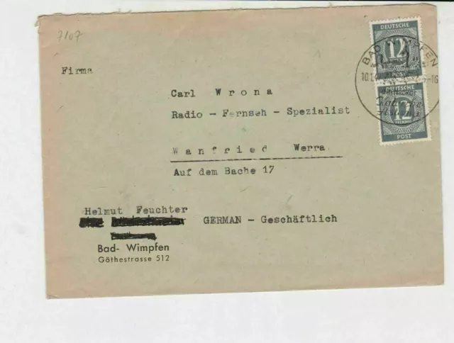 germany 1940s allied occupation stamps cover ref 18669