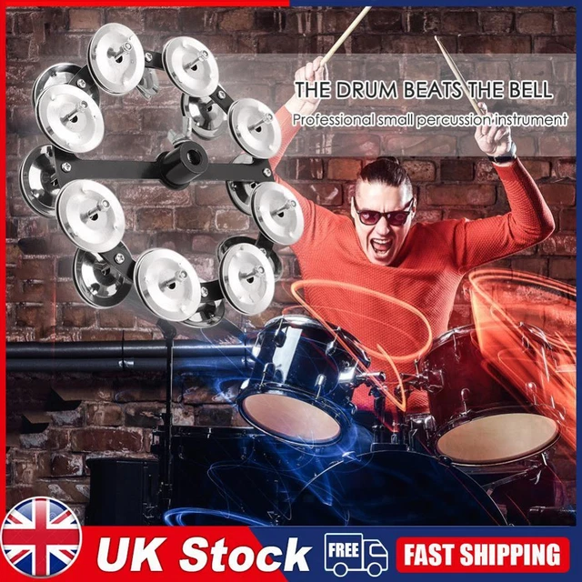 Drum Cymbals Hi Hat Tambourine Bells with Row Jingles Percussion Kids Music Gift