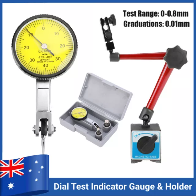 0.01mm Dial Test Indicator Gauge Scale & Flexible Magnetic Base Holder Stand AU