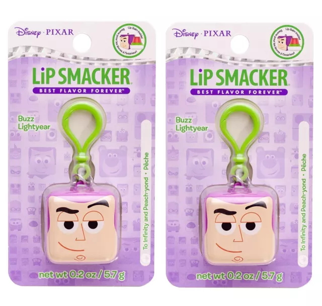 2 PK Lip Smacker Pixar Toy Story Buzz Lightyear Cube Flavored Lip Balm Keychain